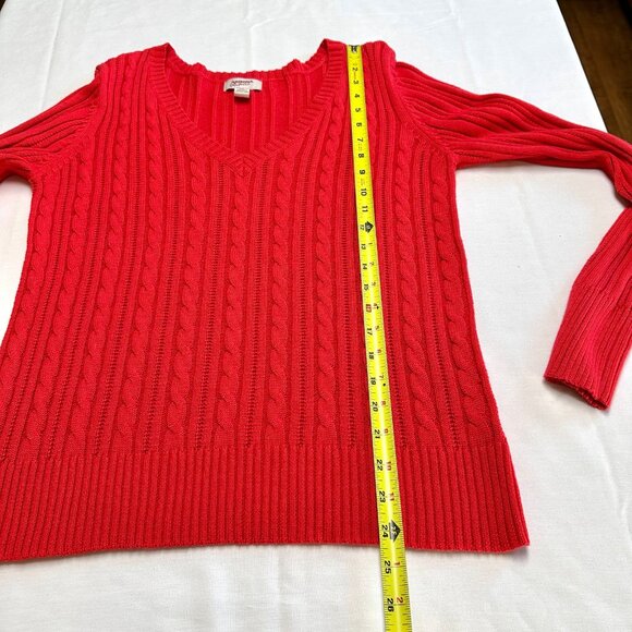 Vintage y2k Womens Red Cable Knit Sweater Size XL V Neck Preppy 2000s Holiday - Picture 4 of 8
